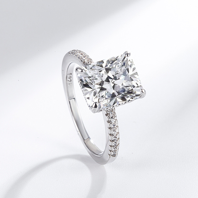 IGI GIA Certified S925 Sterling Silver Super Sparkling Ice Flower Cut Lab Diamond Ring Set - Image 7