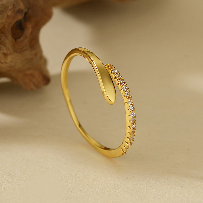 S925 Sterling Silver Micro-Inlaid Snake Ring Fine Jewelry Adjustable Fashion Personality Design Lab Diamond Ring - Image 7