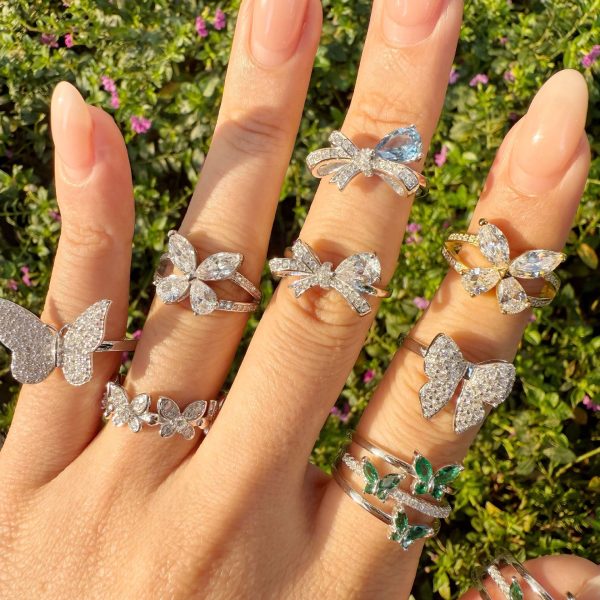 Butterfly Lab Diamond Women's Rings Light Luxury White Gold Ins Hipster Custom Wedding Jewelry Cross Pattern Inlay Certified - Image 2