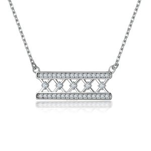925 Sterling Silver Jewelry Set Women's Small Necklace Ring-Semi-Circular Lab Diamond-3-Piece Geometry Shape