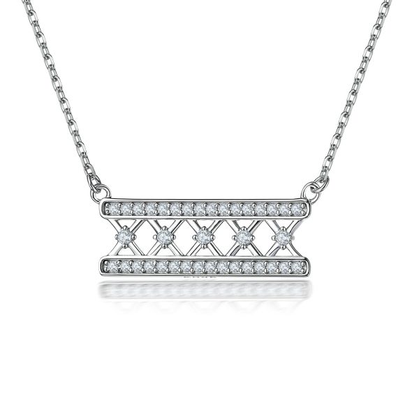 925 Sterling Silver Jewelry Set Women's Small Necklace Ring-Semi-Circular Lab Diamond-3-Piece Geometry Shape - Image 2