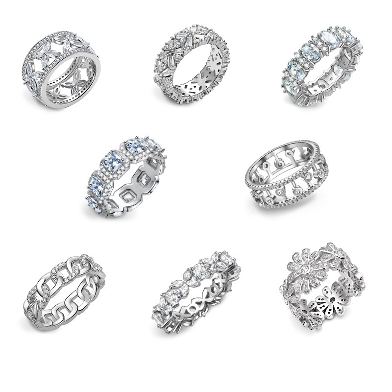 S925 Sterling Silver Cross Full Diamond Double Layer Ring Advanced Sense Design Fine Rings Lab Diamond Ring - Image 3