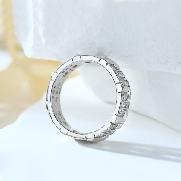 925 Sterling Silver Wide Hollow T Letter Ring for Women Niche Design with Lab Diamond Trendy Style for Anniversary Weddings - Image 3