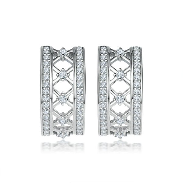 925 Sterling Silver Jewelry Set Women's Small Necklace Ring-Semi-Circular Lab Diamond-3-Piece Geometry Shape - Image 3