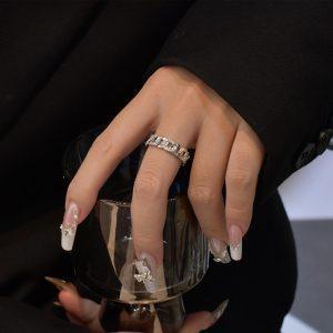 Women's Original Niche Design Lab Diamond Ins Ring 925 Sterling Silver Jewelry with Rhodium Plating