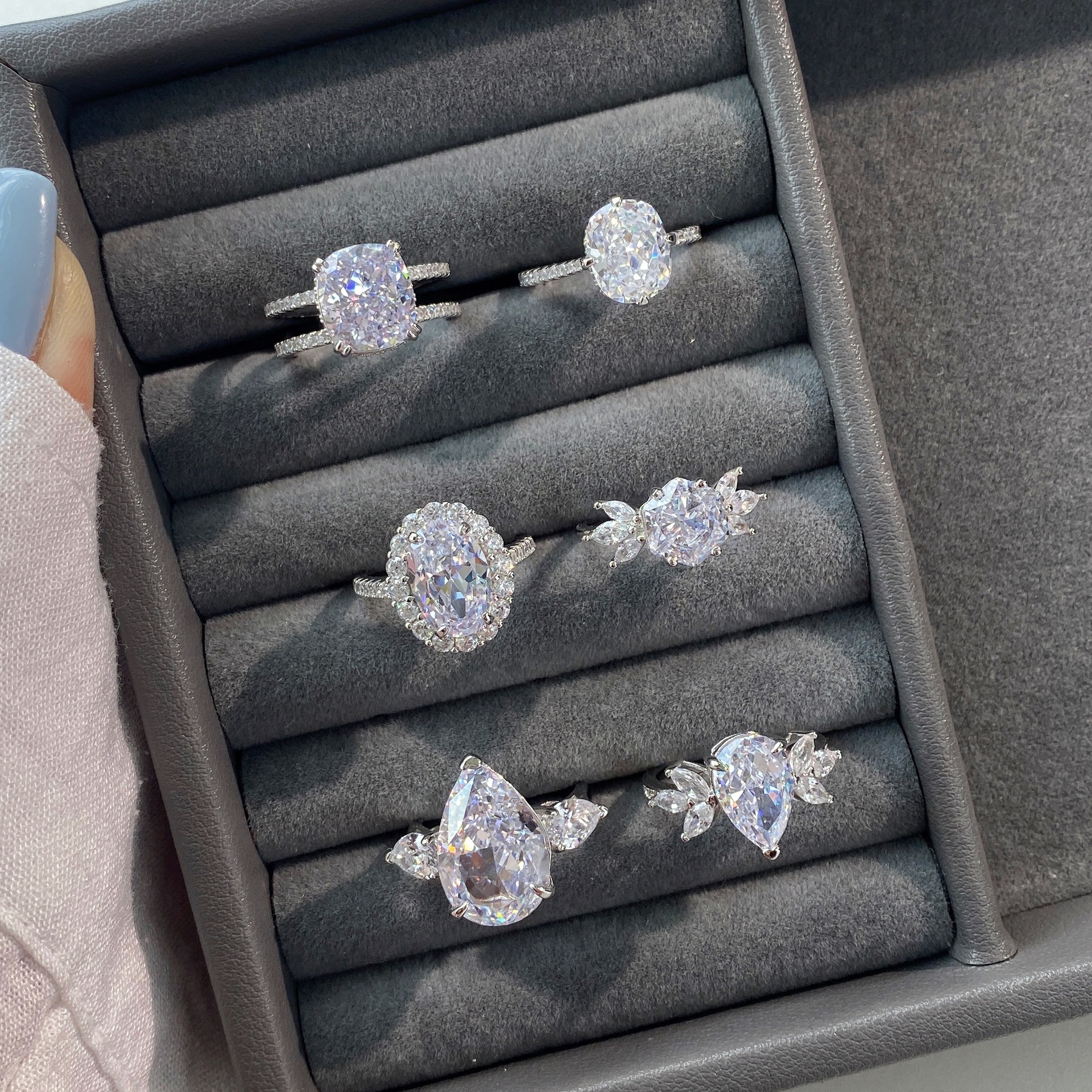 Custom 925 Sterling Silver Micro Inlay Lab Diamond Rings Initial Letter Design Jewelry for Women Romantic Style - Image 4