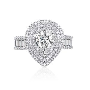 S925 Sterling Silver Micro-Infused Lab Diamond Water Drop Ring New Fashionable Women's Fine Ring