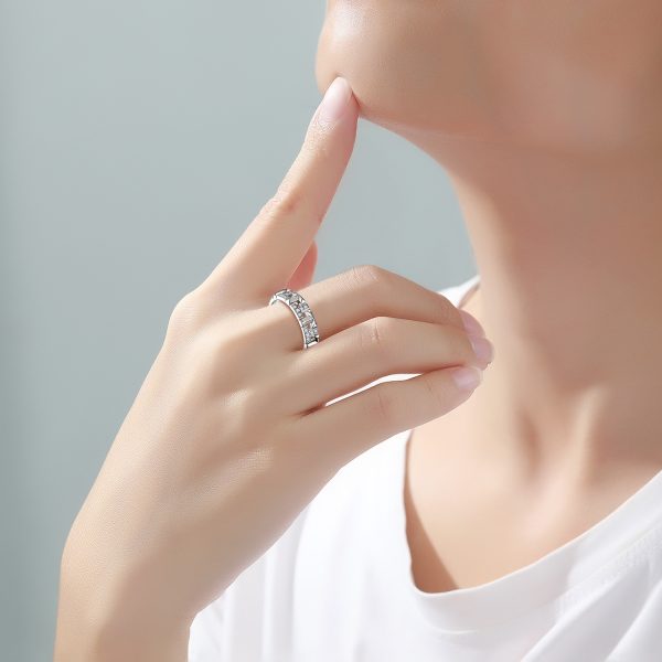 925 Sterling Silver Wide Hollow T Letter Ring for Women Niche Design with Lab Diamond Trendy Style for Anniversary Weddings - Image 4