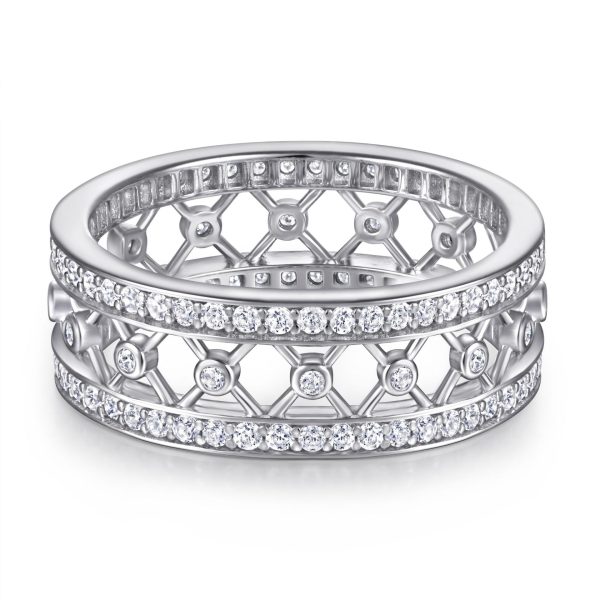 925 Sterling Silver Jewelry Set Women's Small Necklace Ring-Semi-Circular Lab Diamond-3-Piece Geometry Shape - Image 4