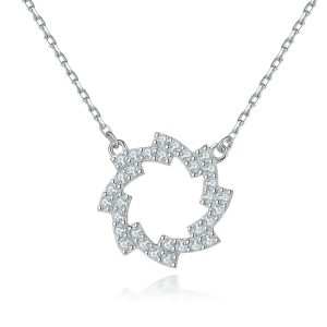 925 Sterling Silver Women's Three-Piece Jewelry Set Full Rack Diamond Wave Lab Diamond Ring Z Letter Earrings Sunflower Necklace