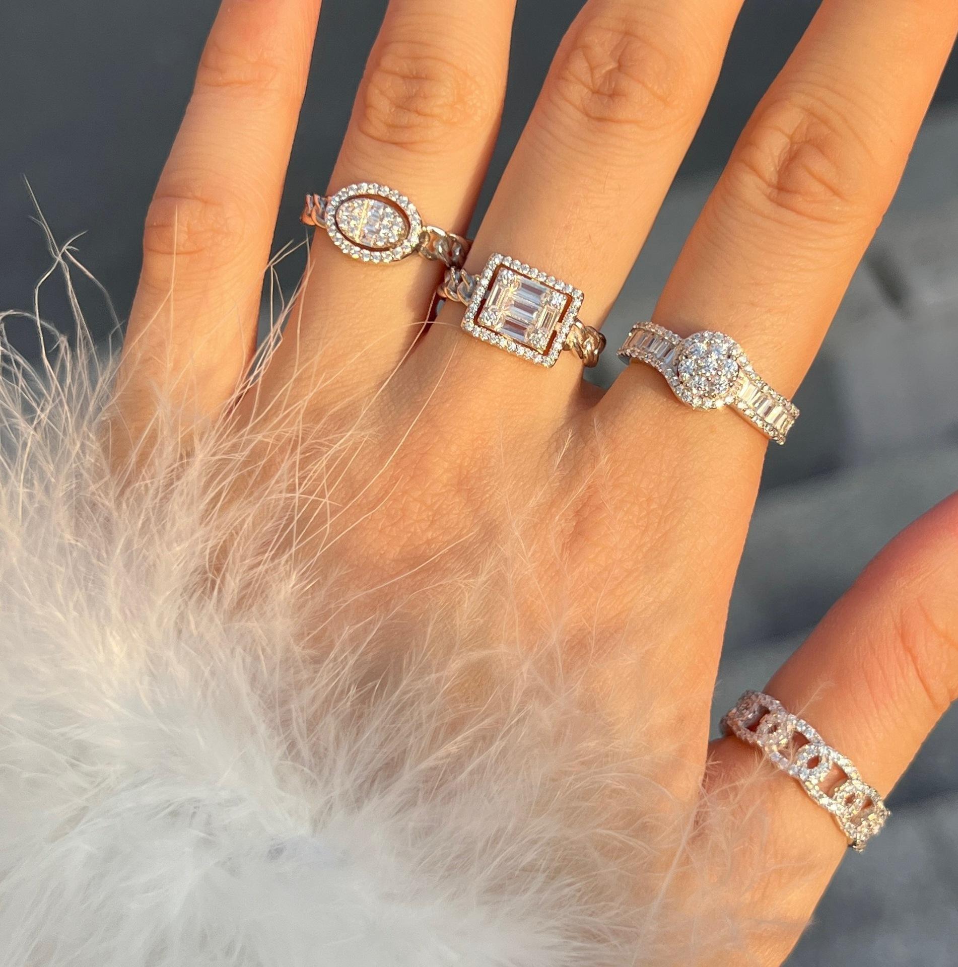 S925 Sterling Silver 18K Gold Full Lab Diamonds Women's Ring Hundred Original Super Flash Fashion Luxury Women's Ring - Image 5