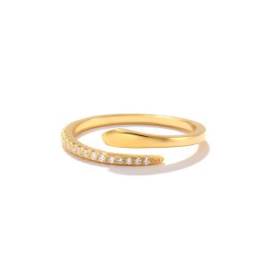S925 Sterling Silver Micro-Inlaid Snake Ring Fine Jewelry Adjustable Fashion Personality Design Lab Diamond Ring