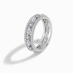 Retro Women's Micro Finger Ring Full Circle Diamond & Hollow White Lab Diamond Double Row Classic Style Ring