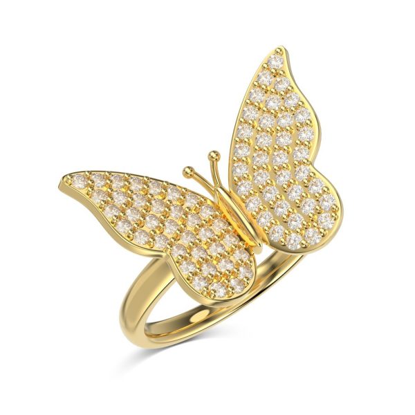 Butterfly Lab Diamond Women's Rings Light Luxury White Gold Ins Hipster Custom Wedding Jewelry Cross Pattern Inlay Certified