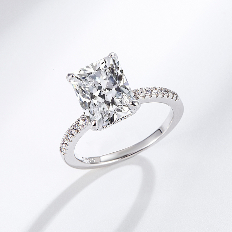 IGI GIA Certified S925 Sterling Silver Super Sparkling Ice Flower Cut Lab Diamond Ring Set